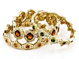 Multi-Color Crystal Gold Tone Set of 3 Nesting Stretch Bracelets