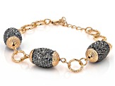 Hematine Color Crystal Gold Tone Station Necklace & Bracelet Set