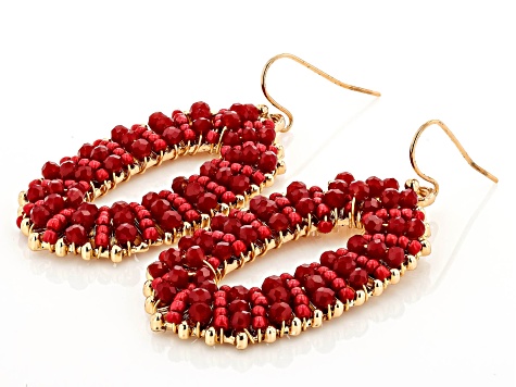 Multi-Color Beaded Gold Tone Set of 3  Earrings