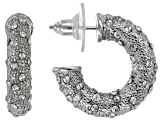 White Crystal Gold Tone, Silver Tone, & Rose Gold Tone Pave Hoop Earring Set of 3