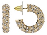 White Crystal Gold Tone, Silver Tone, & Rose Gold Tone Pave Hoop Earring Set of 3