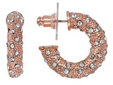 White Crystal Gold Tone, Silver Tone, & Rose Gold Tone Pave Hoop Earring Set of 3