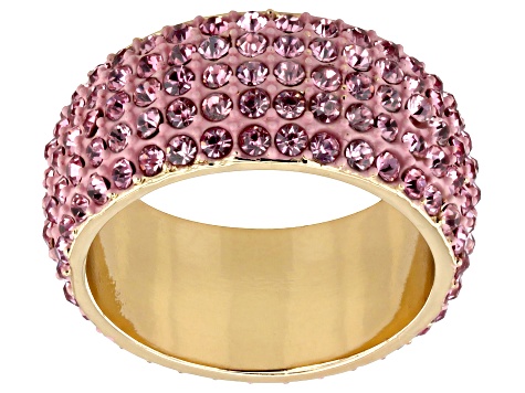 Pink Crystal Gold Tone Band Ring