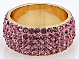 Pink Crystal Gold Tone Band Ring