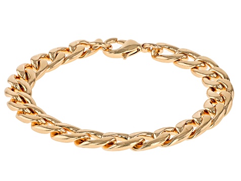 Gold Tone Curb Chain Necklace & Bracelet Set