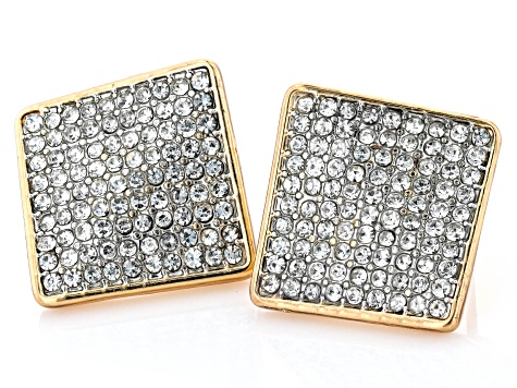 White Crystal Two-Tone Pave Set of 3 Stud Earrings