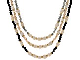 Multi-Color Bead & Pearl Simulant Gold Tone Set of 3 Necklaces