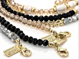 Multi-Color Bead & Pearl Simulant Gold Tone Set of 3 Necklaces