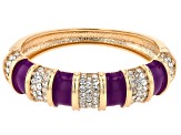 Purple Enamel & White Crystal Gold Tone Bracelet