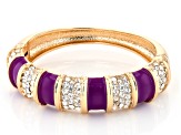 Purple Enamel & White Crystal Gold Tone Bracelet