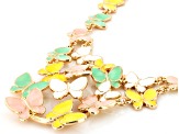 Multi-Color Enamel Gold Tone Butterfly Necklace & Earring Set