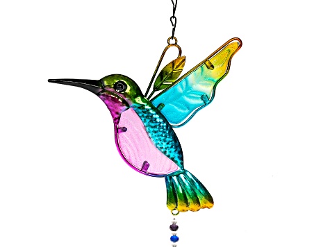 Multi-Color Glass & Acrylic Bead Gold Tone Hummingbird Sun Catcher