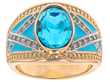 Picture of Blue Enamel &  Crystal Two Tone Ring
