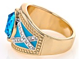 Blue Enamel &  Crystal Two Tone Ring