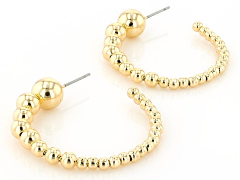 Tri-Color Tone Set of 3 Beaded Hoop Earrings