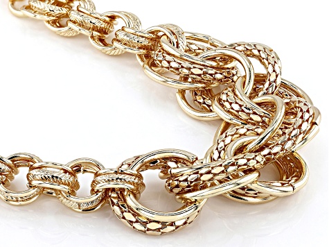 Gold Tone Textured Link Necklace