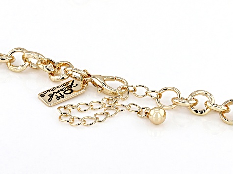 Gold Tone Textured Link Necklace