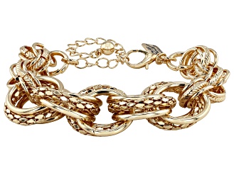 Gold Tone Textured Link Bracelet