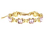 Pink Crystal Gold Tone Butterfly Necklace & Bracelet Set