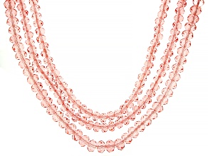 Pink Beaded Crystal Gold Tone Multi-Strand Necklace
