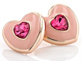 Multi-Color Crystal & Enamel Gold Tone Heart Earring Set of 3