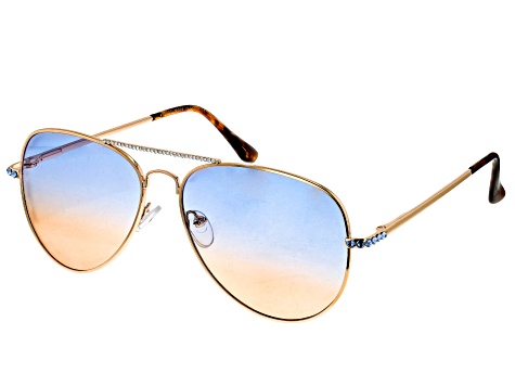 Multi-Color Crystal Blue & Yellow Aviator Sunglasses