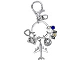 Multi-Color Crystal Silver Tone Travel Charm Key Chain