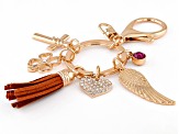 Multi-Color Crystal Gold Tone Charm Key Chain