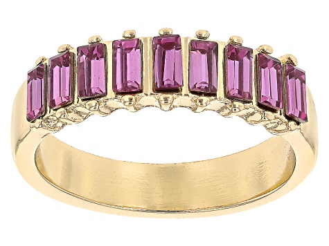 Baguette Multi-Color Crystal Gold Tone Ring Set of 5