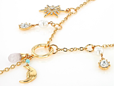 Crystal Gold Tone Celestial Necklace & Earring Set