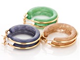 Multi-Color Acrylic Gold Tone Set of 3 Hoop Earring
