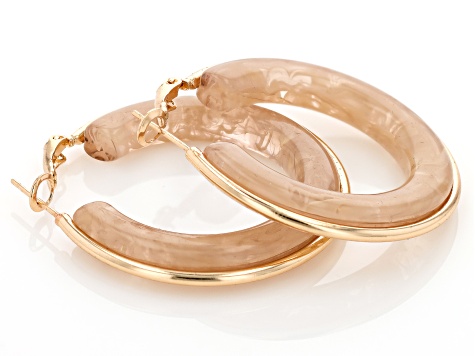 Multi-Color Acrylic Gold Tone Set of 3 Hoop Earring