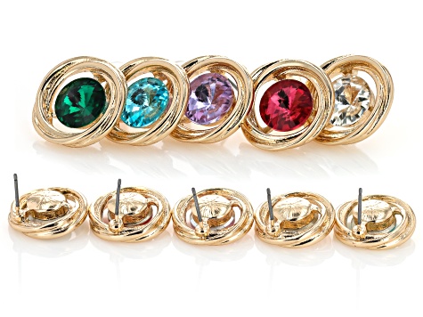 イヤリング Medium Toy Earring - Ivi - Gold Crystal - Or White Cubic Zirconia 18k Yellow Gold Over Silver Earrings