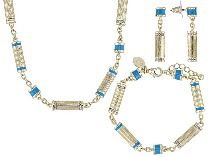 Turquoise Crystal Embellished Set