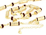 Red Color Enamel & White Crystal Gold Tone Necklace, Bracelet & Earring Set