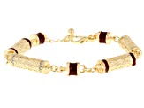 Red Color Enamel & White Crystal Gold Tone Necklace, Bracelet & Earring Set