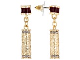 Red Color Enamel & White Crystal Gold Tone Necklace, Bracelet & Earring Set
