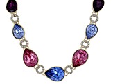 Multi-Color Crystal Gold Tone Necklace & Bracelet Set