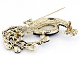 Multi-Color Crystal Gold Tone Peacock Brooch