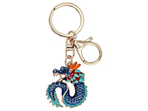Multi-Color Enamel Gold Tone Dragon Keychain
