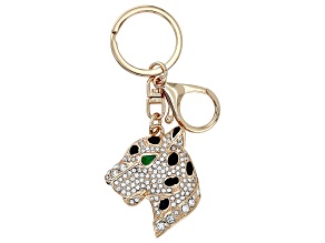 Multi-Color Crystal Gold Tone Panther Keychain