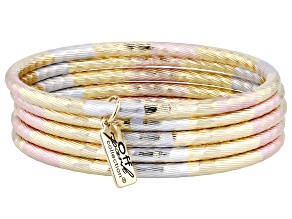 Tri-Tone Set of 5 Bangle Bracelets