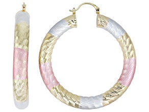 50mm Tri-Tone Hoop Earrings