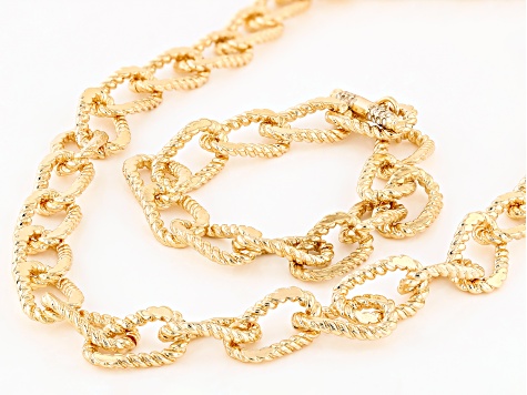 Crystal Gold Tone Link Necklace & Bracelet Set - OPC1687 | JTV