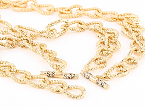 Crystal Gold Tone Link Necklace & Bracelet Set - OPC1687 | JTV