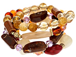 Neutral Color Resin Set of 4 Stretch Bead Bracelets