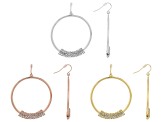 Pave White Crystal Tri-Tone Set of 3 Hoop Earring
