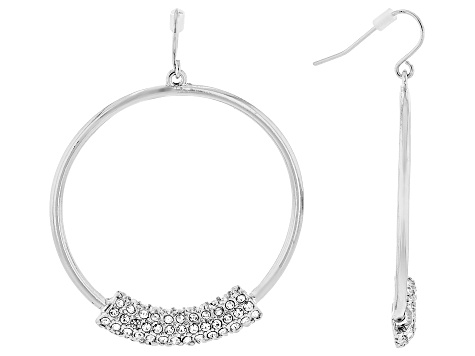 Pave White Crystal Tri-Tone Set of 3 Hoop Earring