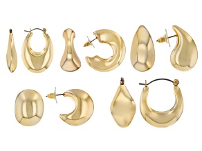 Gold Tone Set of 5 Hoop Earrings