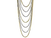 Two-Tone Multi-Row Chain Necklace & Bracelet Set